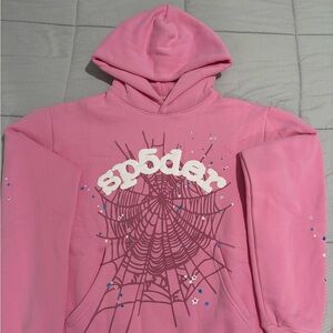 Spider Pink Hoodie with Web Design